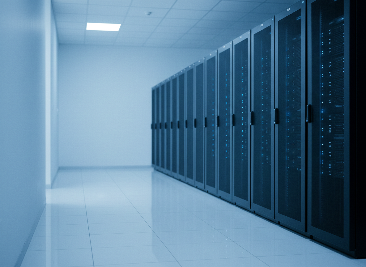 Cool-lit modern server room illustrating data protection in Kenya
