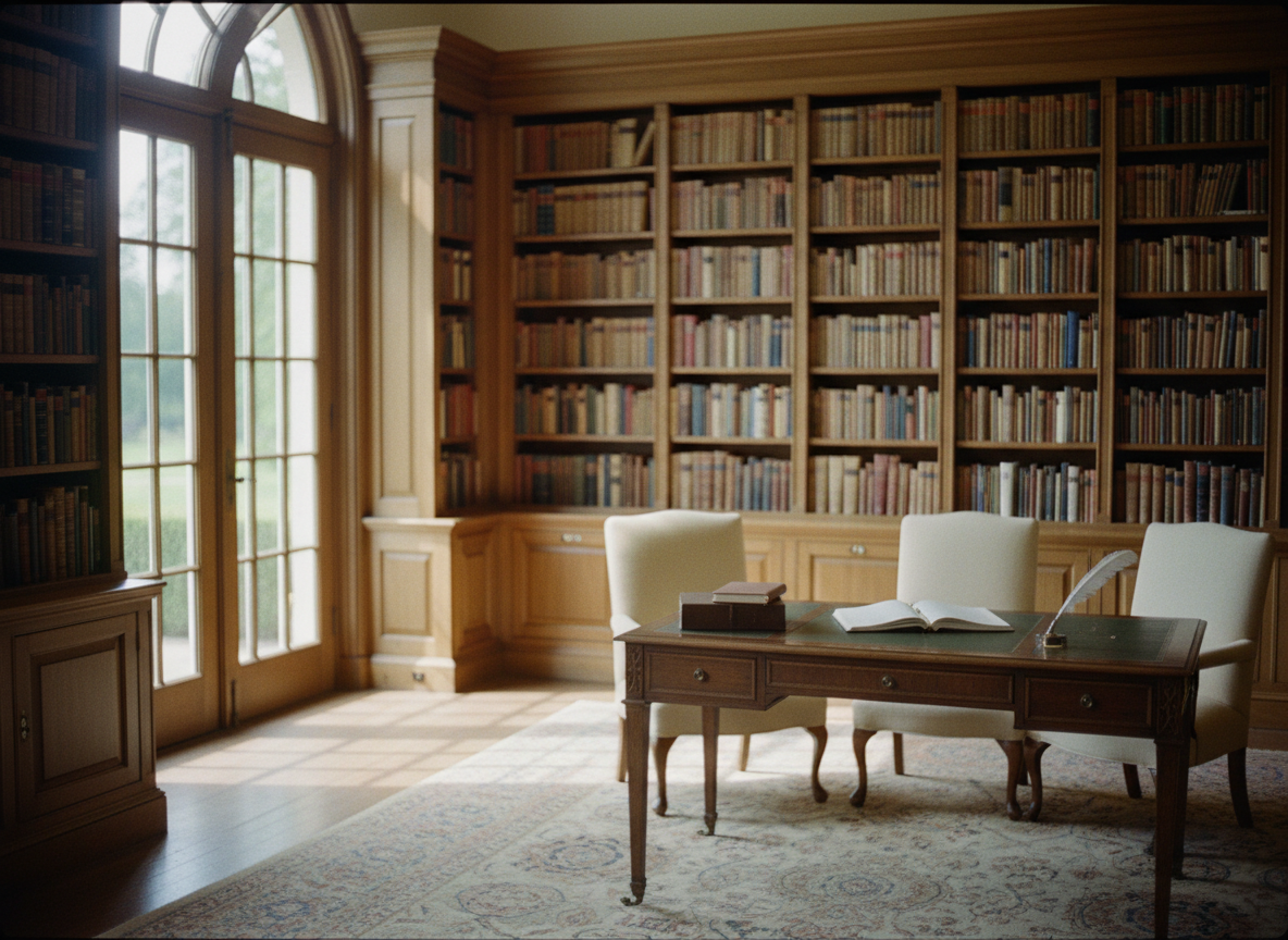Sunlit library and study interior illustrating private client law in Kenya